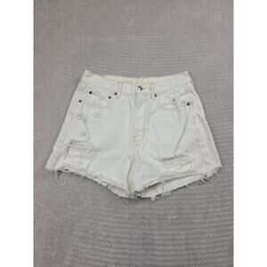 American Eagle Shorts Womens 8 White Denim 90s Boyfriend Short